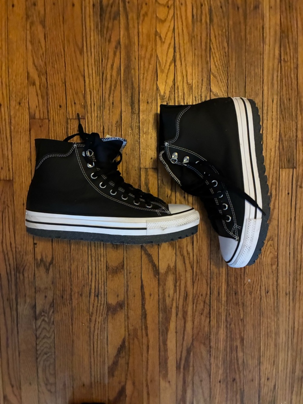Converse High Top Platform Sneakers - Black & White - Picture 3 of 3